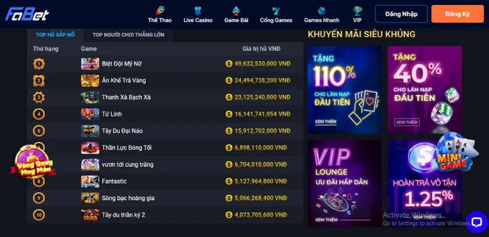 Hoàn trả hàng ngày cho game Bắn Cá